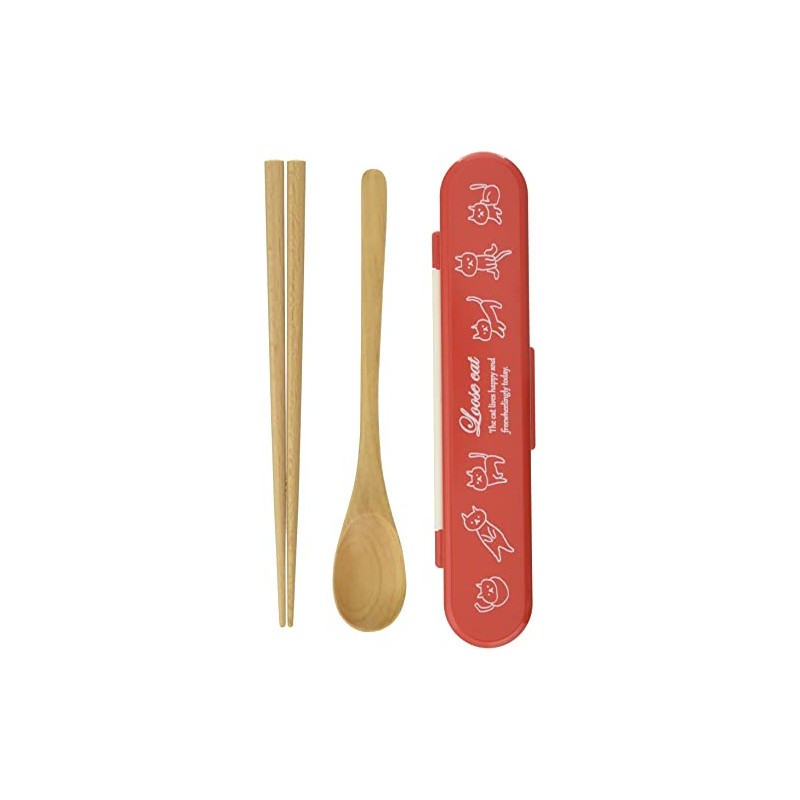 ナカノ 箸 スプーン コンビセット Potter キャット レッド 約幅4×奥行19×高さ2.3cm MM-247