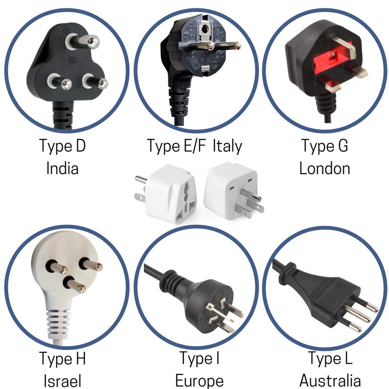 Bates- US Plug Adapter, 2 pc, Travel Adapter, Europe to