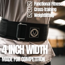 Mammal Strength Weight Lifting Belt, Comfortable Back Support, Auto-Locking 4-Inch Gym Belt for Powerlifting, Cross Training, Deadlifts, and Squats Black X-Large