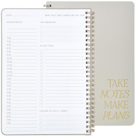 Beautiful Daily Planner And Notebook With Hourly Schedule - Aesthetic Spiral To do List Notepad to Easily Organize Your Work Tasks And Appointments - The Perfect Office Supplies For Women