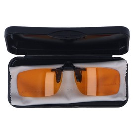 Clip On Glasses Efficient Blue Lights Blocking 180 Degree Vertical Flip Portable Orange Glasses Clip Lens for Daily Life (Rectangle)
