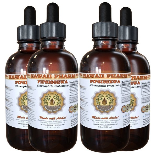 HawaiiPharm Pipsissewa (Chimaphila umbellata) Liquid Extract, Tincture, Herbal Supplement, Made in USA, 4x4 fl.oz
