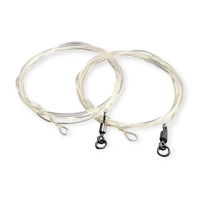 Twin pack fluorocarbon carp Leaders Flexi Ring size 8 swivels