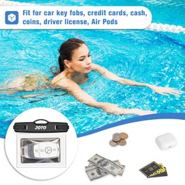 JOTO 2 Pack Waterproof Car Key FOB Case with Lanyard for Swimming Surfing, Small Waterproof Wallet Dry Bag for Money Credit ID Card Cash Coins -Black