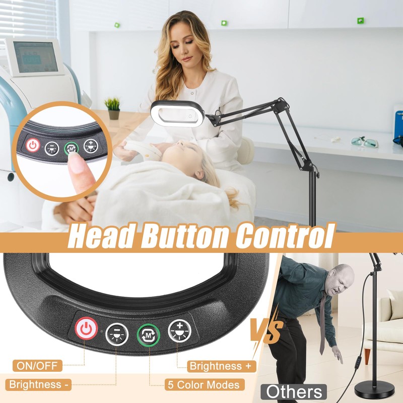 IVMAIE 10X Magnifying Glass with Light and Stand, 3-in-1 Magnifying