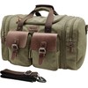 Wildroad 60L Travel Duffel Bag, Expandable Canvas Genuine Leather Duffle