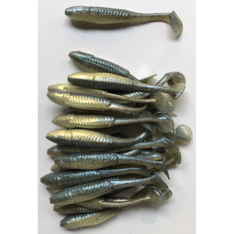 worm Bar 3.5” Swimming Minnow, Swim Bait, Paddle Tail, GREY