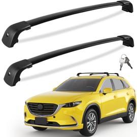 Tuyoung 220lbs Lockable Roof Rack Cross Bars Compatible with Mazda CX9 CX-9 2016 2017 2018 2019 2020 2021 2022 2023, Heavy Duty Anti-Theft Aluminum Roof Rails Crossbars Cargo Carrier Bag Black Bike