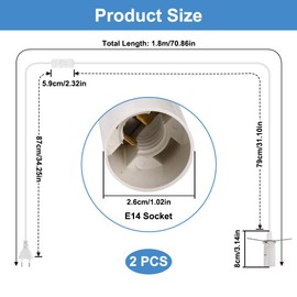 E14 Lamp Holder with Cable and Switch, White Lamp Holder for Lamp Hanging, DIY Lamps, Ceiling Lamp