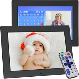 Golony 10.1-inch Digital Photo Frame, 1920x1200 High Definition IPS Screen, Remote Control, Play Photos/Music/Video Using USB/SD Card, Display Calendar, Clock, Alarm Clock, New for Black
