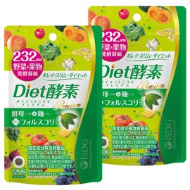 ISDG diet酵素 232種類野菜＆果物発酵凝縮 植物酵素 乳酸菌発酵 燃焼成分配合 120粒 2個セット