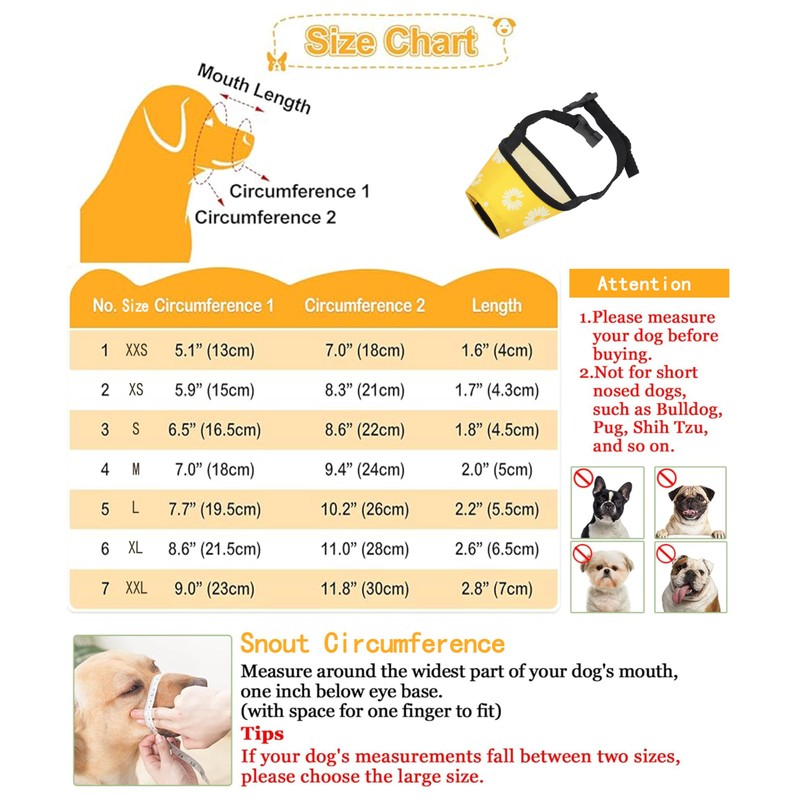 Dog Muzzle,Soft Nylon Print Dog Muzzles for Small Medium &