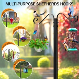 Jvgoo Garden Hose Holder for Outside - Upgraded Water Hose Holders with 5 Spikes & 2 Shepherds Hooks, Freestanding Hose Stand Heavy Duty Hose Hanger Hose Storage Hose Reel Rack for Outside Yard Lawn
