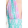 Shoshanna Women's Standard Swim Halter One Piece, Mint/Pink