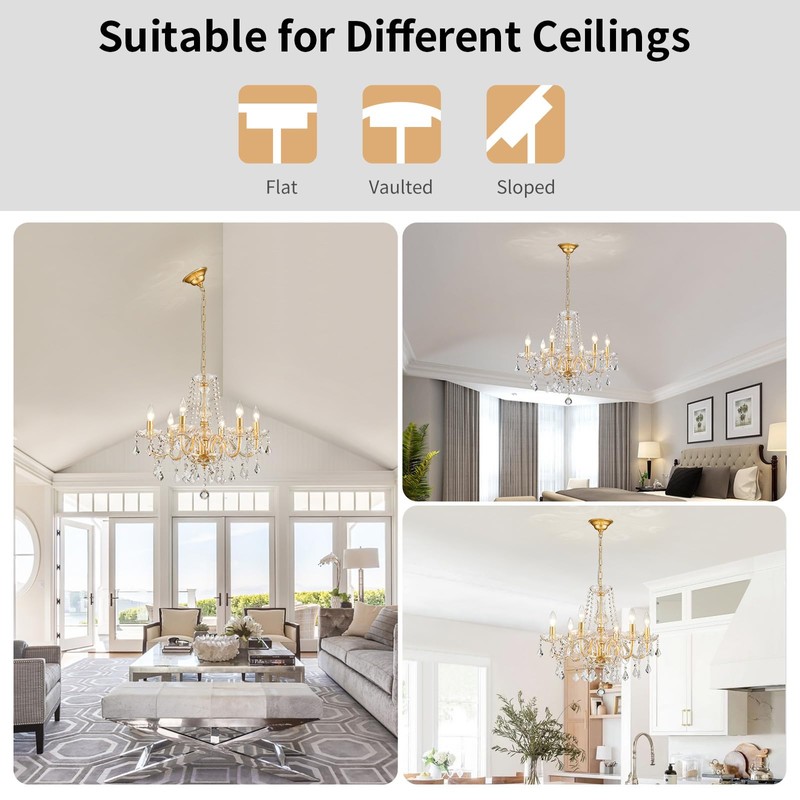 Uiimeces Crystal Chandelier Light Fixture, Modern K9 Crystal Chandelier for