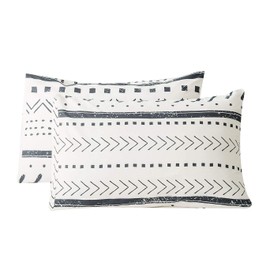 SUSYBAO White Pillow Cases Queen Size Set of 2 100% Cotton Black Aztec Pillow Covers Envelope Closure End Boho Pillow Protectors Premium Quality Soft (2 Pack, 20 x 26 inch)