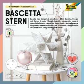folia Bascetta Star Craft Set, Made of Transparent Paper, White/Silver Snowflakes, Finished Size of the Paper Star, With Instructions (English language Not Guaranteed), For Timeless Decoration