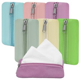 Portapañuelos de bolsillo, 6 paquetes de soporte de pañuelos para bolso, bolsa de pañuelos de viaje reutilizable, bolsa de tela con cierre para monedas, tarjetas de pañuelos de viaje, oficina, 5.1 x