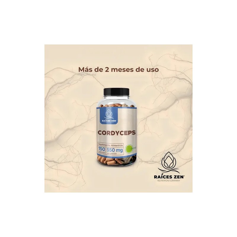 Cordyceps Suplemento 150 Cápsulas Raíces Zen Premium Sin Sabor
