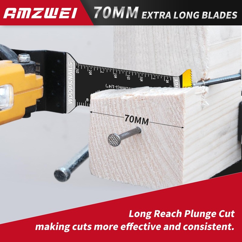 AMZWEI 20 Pcs Extra Long Titanium Oscillating Tool Blades &