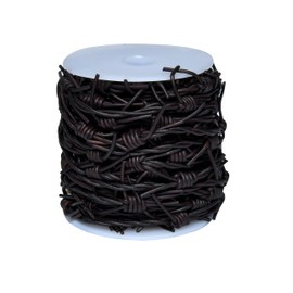 Cords Essentials - Cinta de alambre de púas artificial, cuerda de piel real para decoración del hogar, cajas de regalo, manualidades de bricolaje, carrete de 33 pies (café oscuro envejecido)