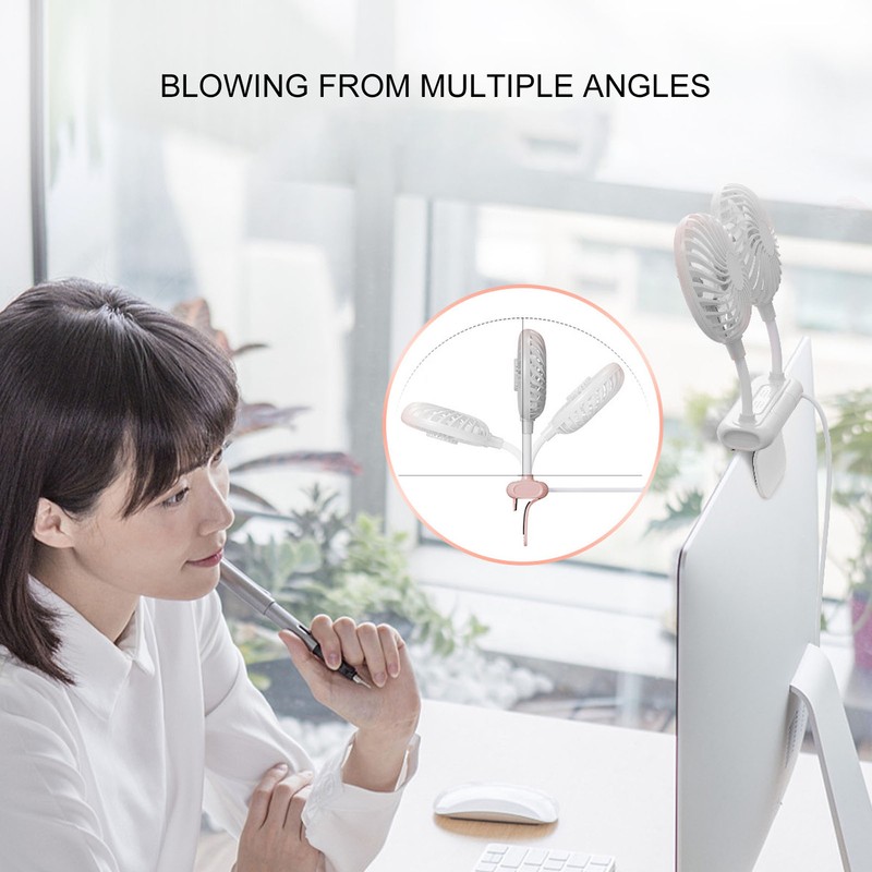 White Desktop Screen Fan with Adjusting Clip 3 Gear 360°