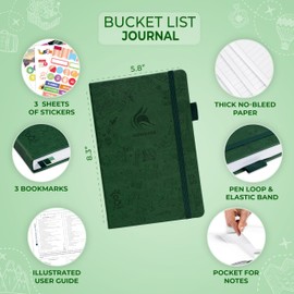 Clever Fox Bucket List Journal – Inspirational Book for Memories & Adventures – Motivational Bucket List Notebook for Couples, A5 (Forest Green)