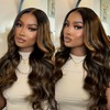 U Part Human Hair Wig Body Wave Highlight Wig #1b/30