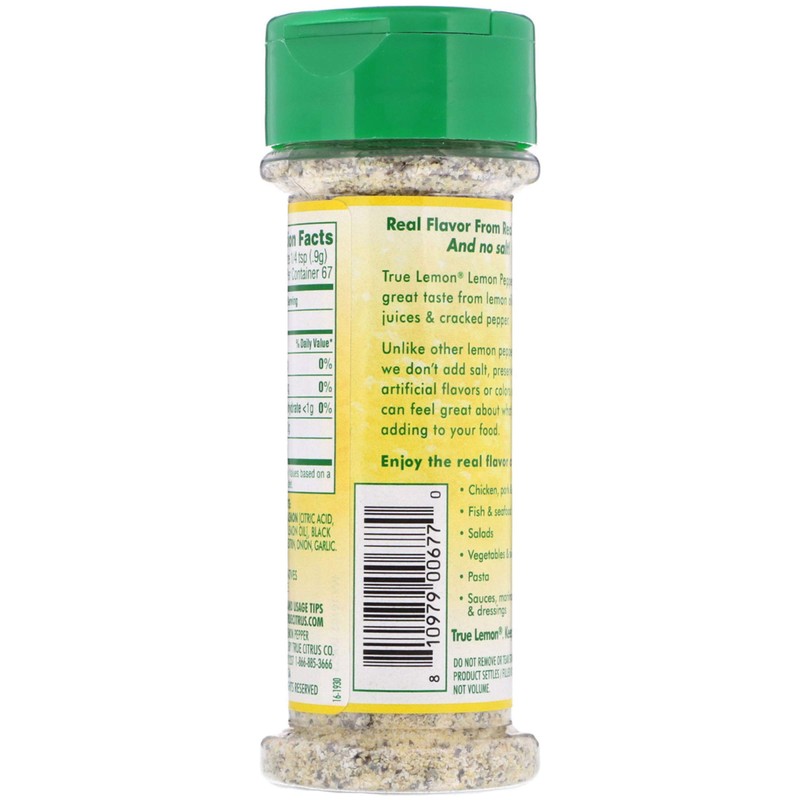 True Lemon Pepper Seasoning (2 pack) Natural Ingredients, No Salt,