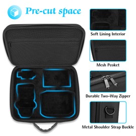 ProCase Carrying Case Storage Bag, for DJI Mini 2 / Mini 2 Fly More Combo, Shockproof Hard Shell Travel Case with Shoulder Strap –Black