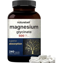 Naturebell Magnesium Glycinate Capsules 500mg | 240 240 Count (pack of 1)