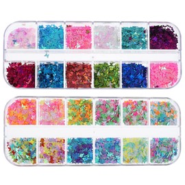 Baluue Nail Art Sequins Butterflies for Manicure Supplies Ultra-Thin Decorative Glitter for Parties Easy to Apply Nail Salon Accessories Storage Box