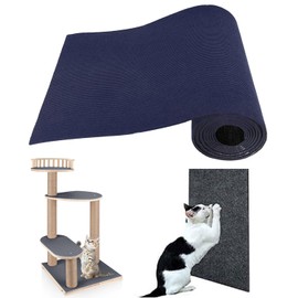 Rantow Cat Scratching Post Carpet Mat Trimmable Self-Adhesive Replacement Mat 78.7"x15.8" Cuttable Cat Scratcher Cover for Cat Tree Shelf Shelves Steps Couch Furniture Wall DIY Protector, Dark Blue