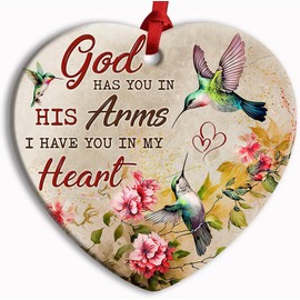 Rigufu 2024 Christmas Ornament, Hummingbird God Has You Ceramic Ornament, Sympathy Bereavement Keepsake Gifts for Loss of Father Dad Mom, Memorial Ornament Gift for Loved Ones