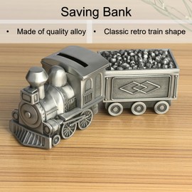 Specie Saving Train Money Saving Box Piggy Bank for Kids Vintage Piggy Bank NonRust Alloy Saving Box, Train Shape Piggy Bank for Boys for Desktop Decoration for Kids Gift Alcancías