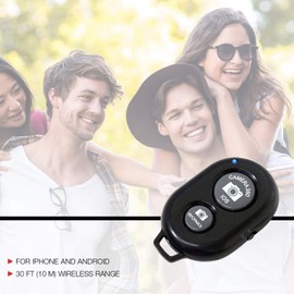 LimoStudio Black Bluetooth Wireless Shutter Remote Control for All Smartphones and Tablets, Android and iOS, AGG2776