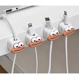 LHMNLU Organizador de cables magnético de 10 piezas, organizador de cables, asegurar y ocultar cables en la mesa, para montaje en la mesita de noche de la pared del automóvil (Smiley Blanco 6 piezas)