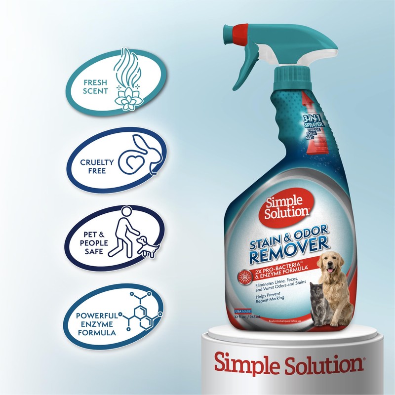 Simple Solution Stain & Odor Eliminator for Pets, Carpet Deodorizer,
