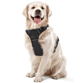 BXPAW Dog Harness,No Pull Pet Harness Adjustable Reflective Pet Harness Easy Control Handle for Small to Large Dogs Soft Padded Puppy Vest (Black, Extra Large)