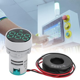 Indicador de Señal de Corriente Redonda AC 220V 0-100A, Medidor de Corriente Digital Amperímetro de Panel de Cristal AD16-22DSA(verde), Botones E Indicadores