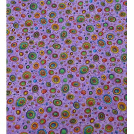Vintage Colorful Circles on Purple Cotton Fabric by The Yard