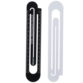 okhobby 2 Pcs Multifunctional Metal Bookmark Ruler, 15 cm Classic Black and White Bookmarks Book Page Marker, Office Supplies