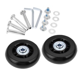 GSHFIGHTING Wear-Resistant Mute Luggage Suitcase Replacement Wheels w/ABEC 608zz Skate Inline Outdoor Skate Repair Kits 2 Wheels Sets (Black, OD64mm x W24mm x ID6mm Axles 35/40mm)
