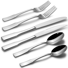 Alata Kate 24-Piece Silverware Set with Steak Knife, Stainless Steel Flatware Set Service for 4, Mirror Polished Cutlery Set Dishwasher Safe