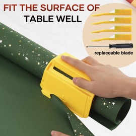 2Pcs Wrapping Paper Cutter with 4 Replaceable Blade Set Heavy Duty Paper Cutters for Crafting Classroom Home Birthday Christmas Gift Wrap Cutter Tool Paper Cutter Yellow
