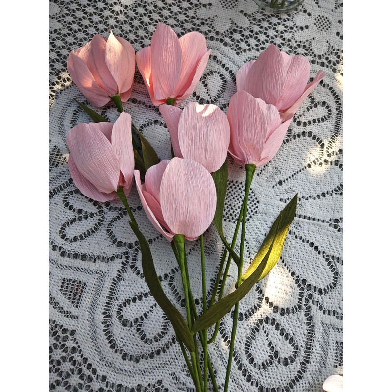 Crepe Paper Tulip DIY Flower Making Kit 12 pcs (Pink)