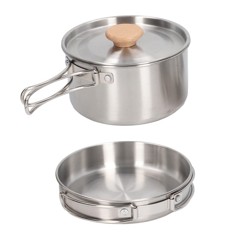 Cooking Pot and Pan Set 304 Stainless Steel Portable Camping