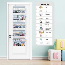 Clastyle Car Over the Door Organizer Nursery Hanging Storage Organizer for Boys Clothes Diaper Toy Closet Door Hanging Shelf Storage for Bedroom Bathroom Pantry, Off-Road Vehicle, 5-Tier