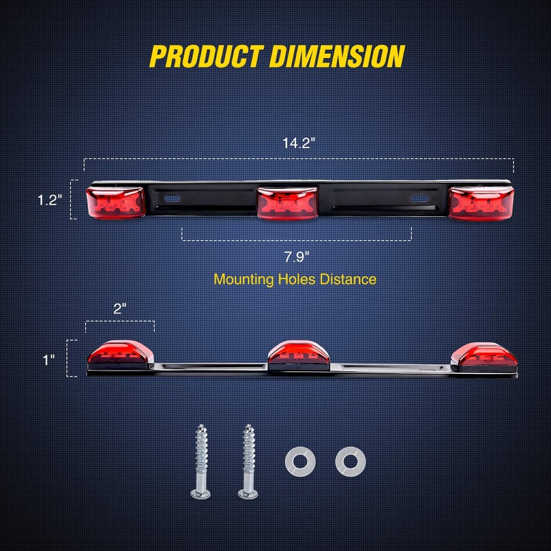 Nilight TL-11 1PC Red 9 LED ID Bar Marker Tail
