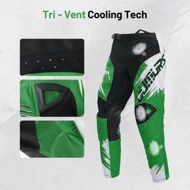 Oumurs Youth Motorcycle Pants for 5-14 Years Olds Boys Girls 600D Tear-Resistant Kids Motocross Pants Summer Riding for Dirt Bike Moto ATV Dual Sports Motocross Cargo Touring Powersports Racing Green